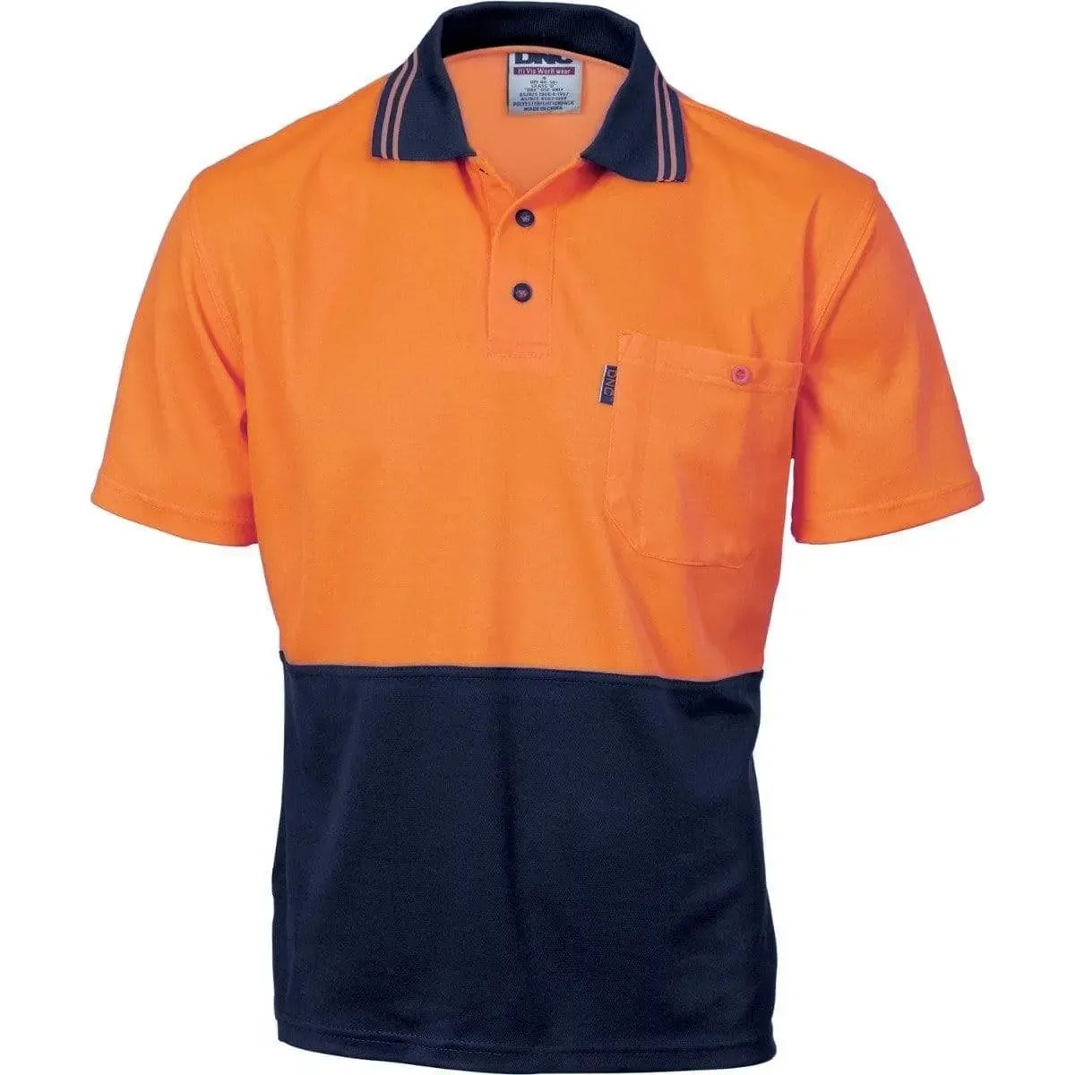 Dnc Workwear Cotton Back Hi-vis Two-tone Fluoro Short Sleeve Polo - 3814